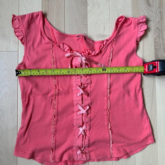 Vintage Barbie Pink Corset Style Top – Ruffle Sleeves & Ribbon Detail - Picture 6 of 8